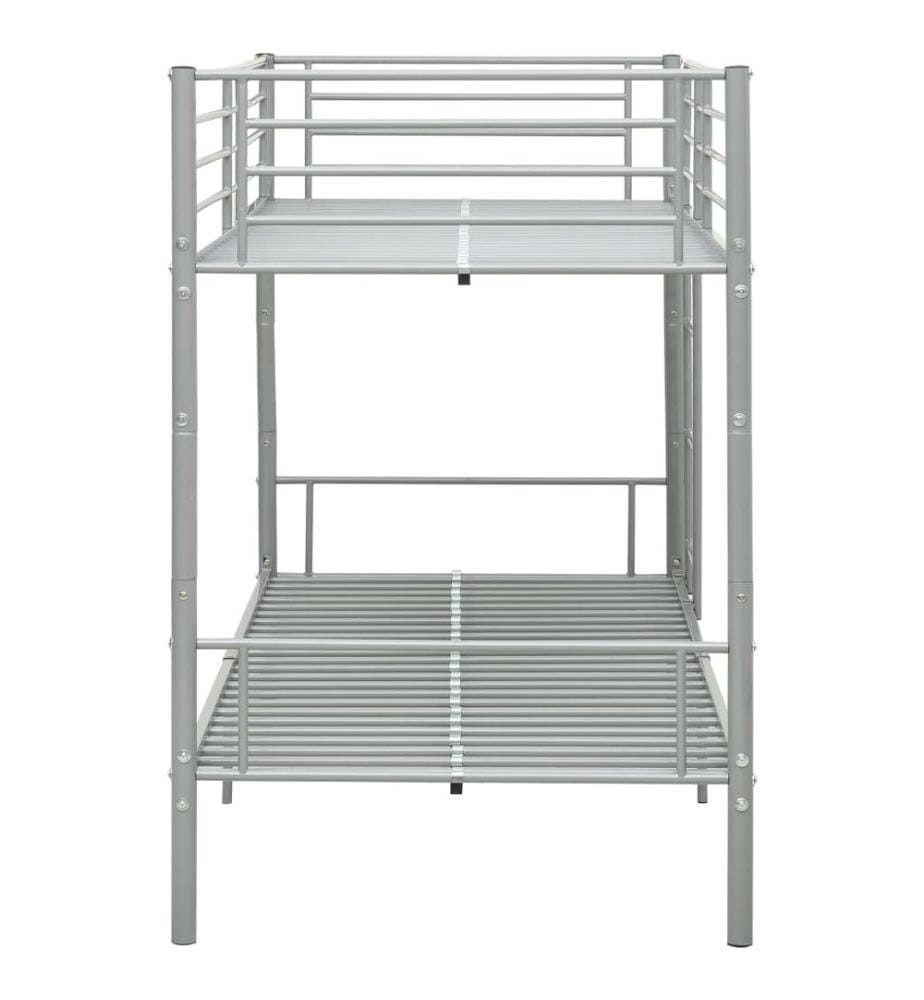 Lit superposé sans matelas gris métal 90x200 cm