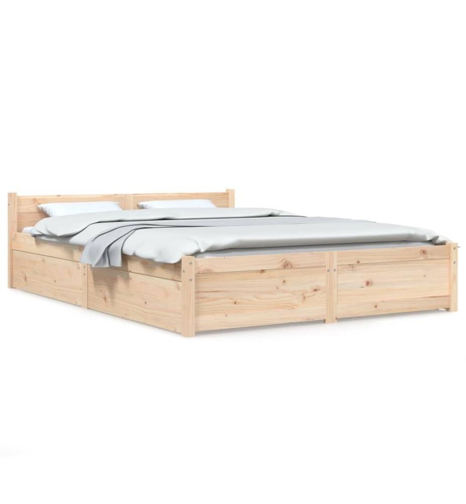 Cadre de lit sans matelas avec tiroirs 140x200 cm