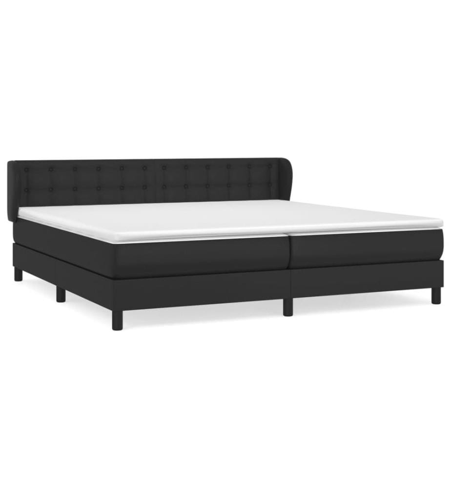Sommier à lattes de lit avec matelas Noir 200x200 cm Similicuir
