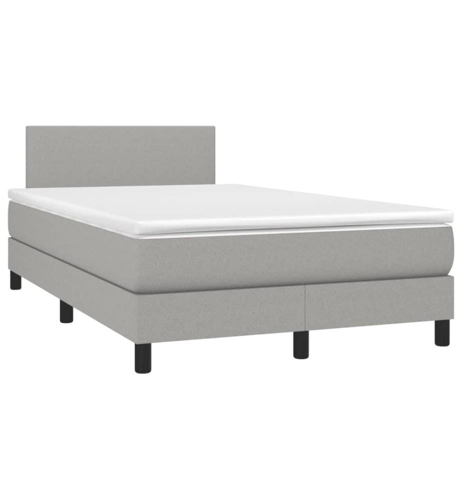 Boxspringbett mit Matratze & LED Hellgrau 120x200 cm Stoff