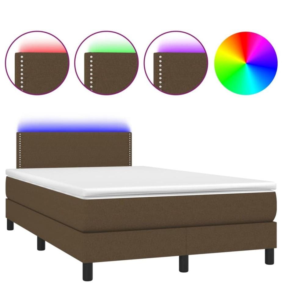 Boxspringbett mit Matratze & LED Dunkelbraun 120x200 cm Stoff