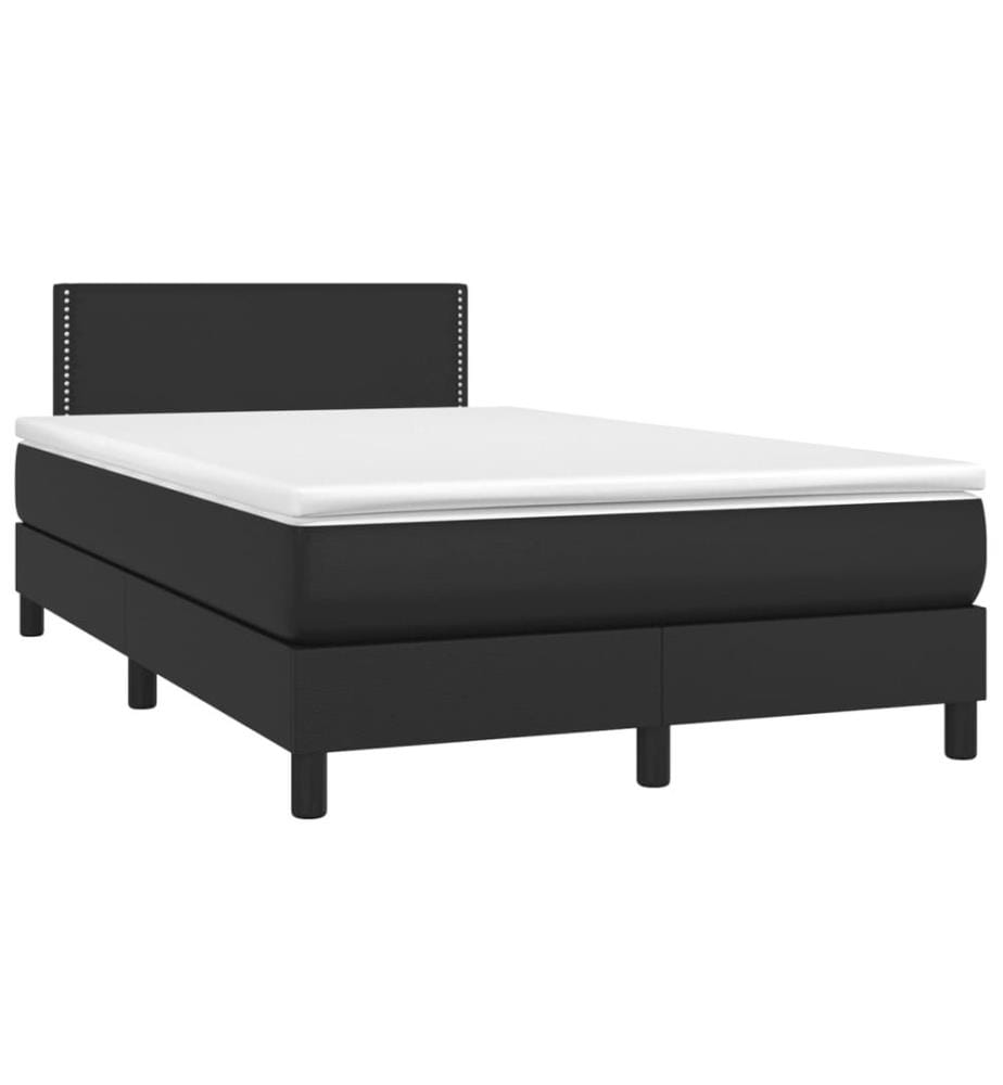 Boxspringbett mit Matratze & LED Schwarz 120x200 cm Kunstleder