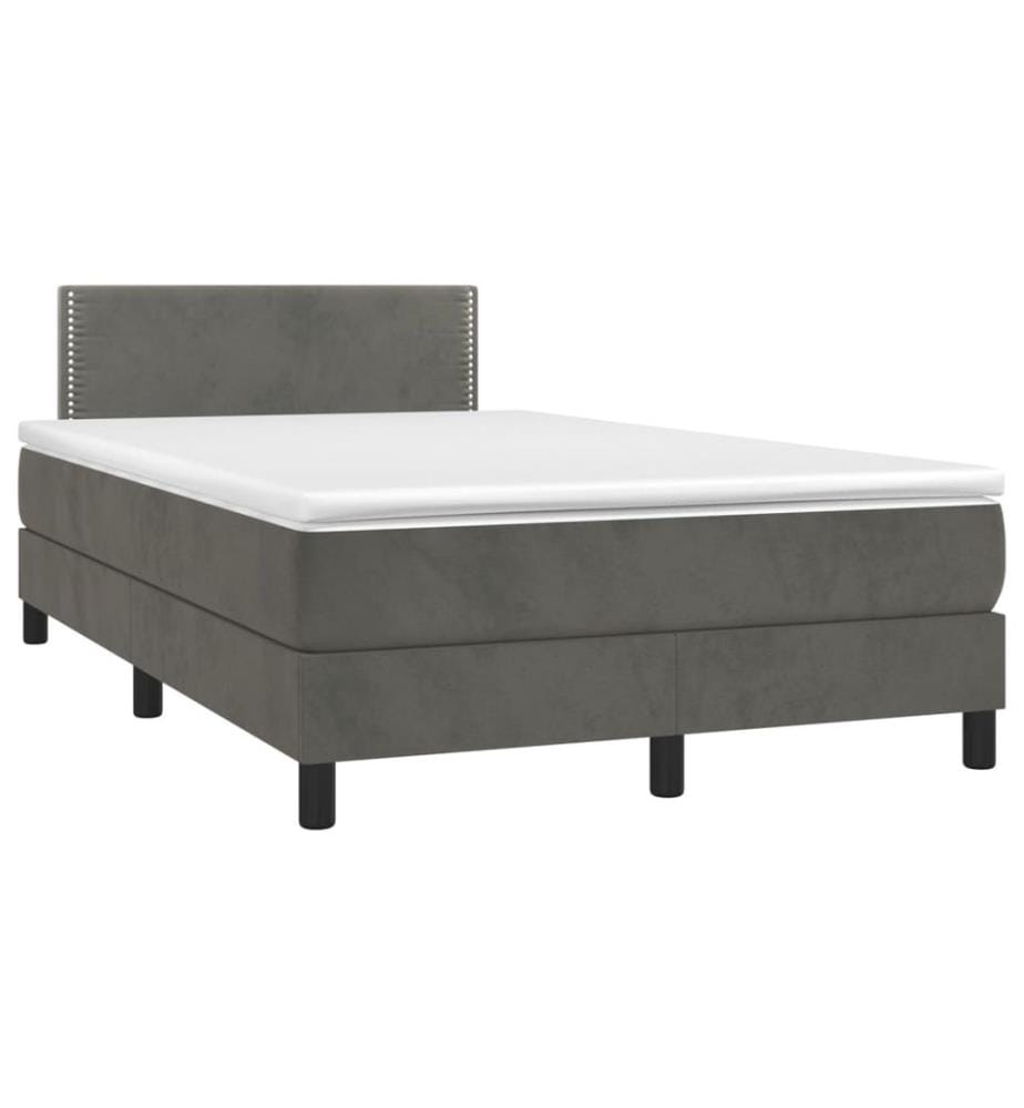 Boxspringbett mit Matratze & LED Dunkelgrau 120x200 cm Samt