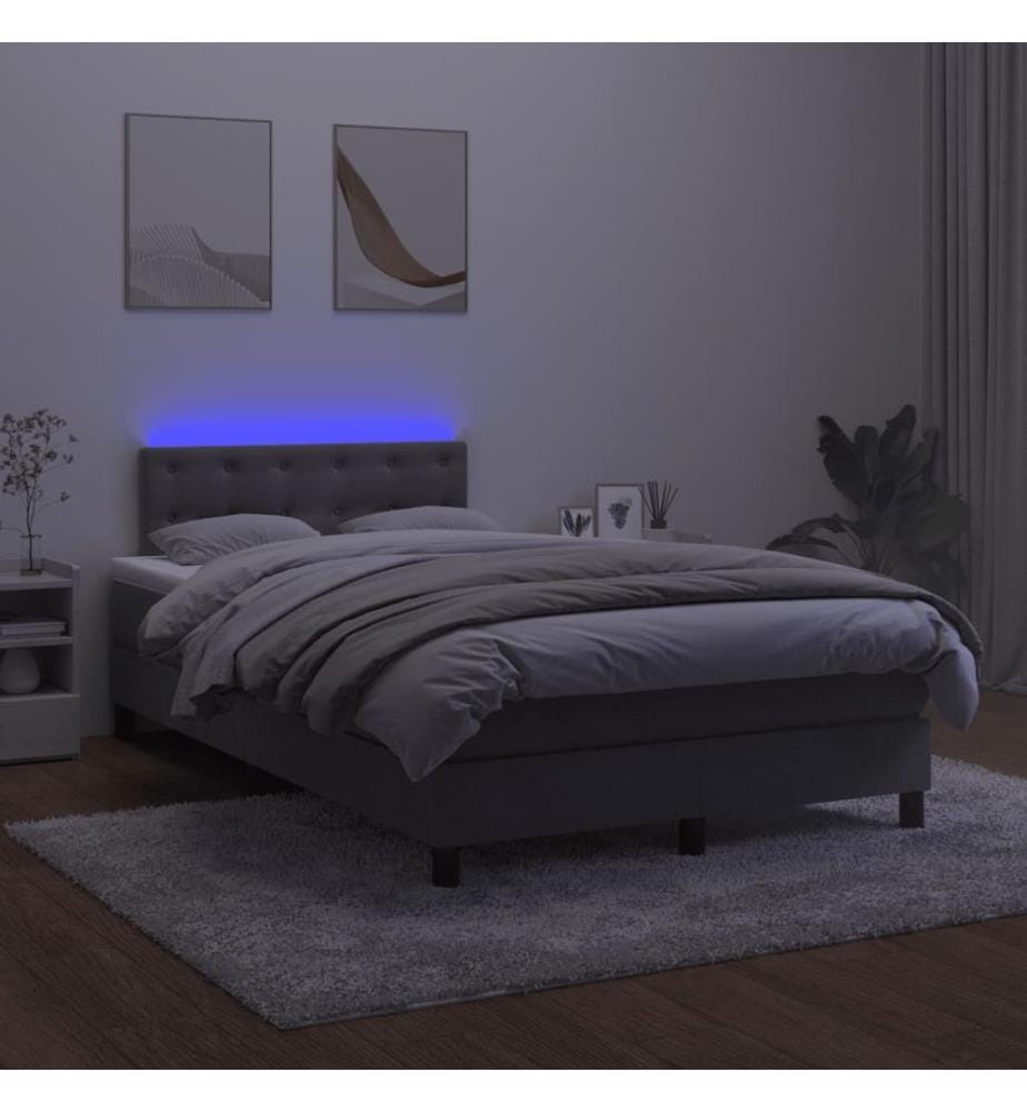 Boxspringbett mit Matratze & LED Dunkelgrau 120x200 cm Samt