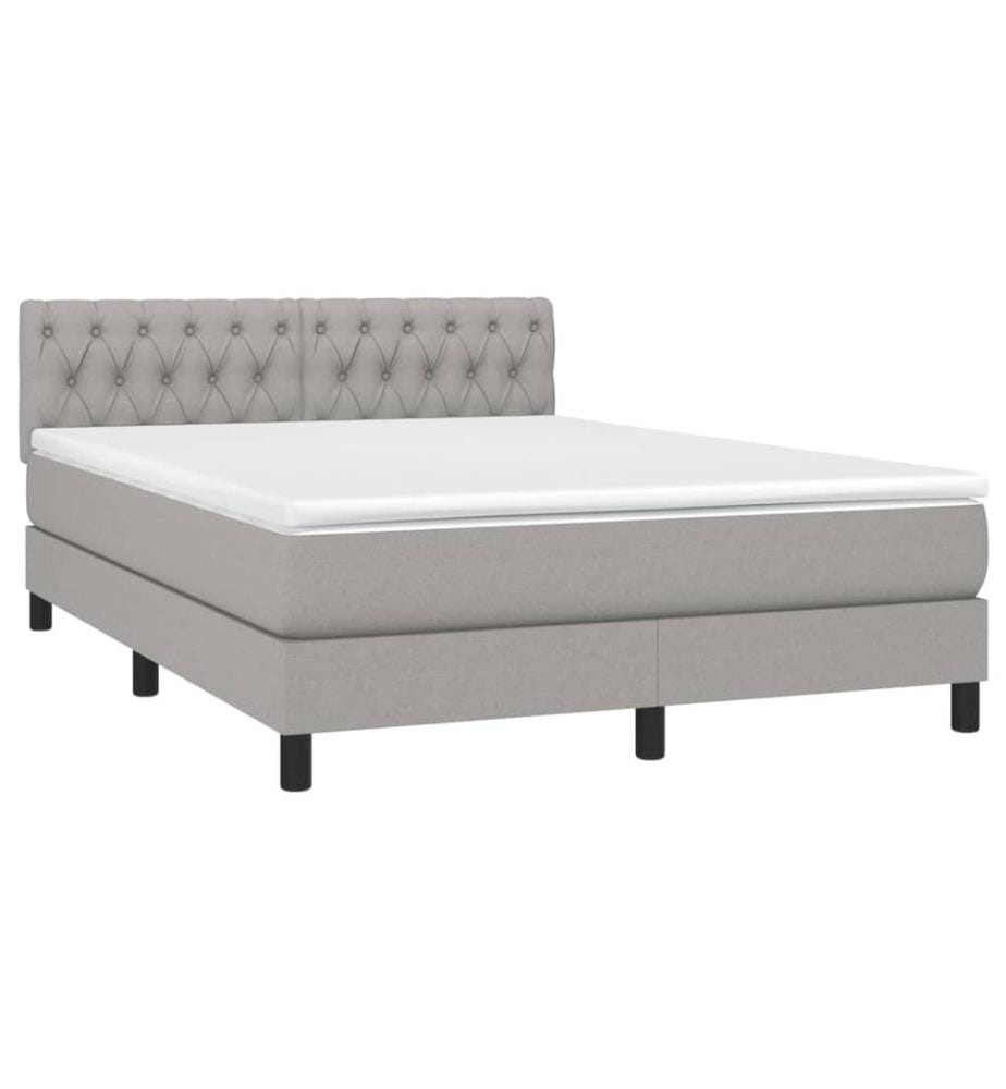 Boxspringbett mit Matratze Hellgrau 140x200 cm Stoff