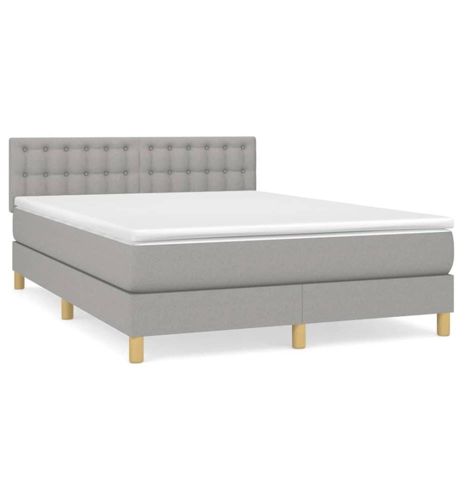 Boxspringbett mit Matratze Hellgrau 140x200 cm Stoff