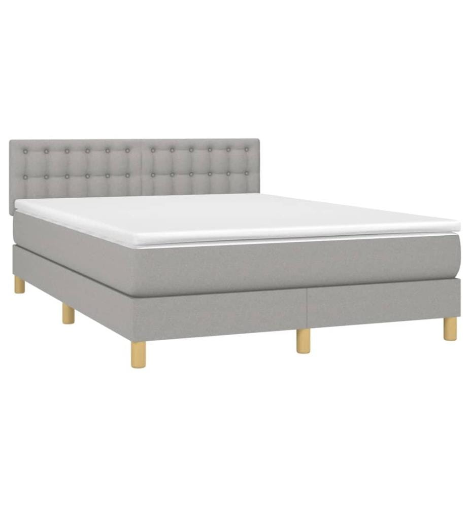 Boxspringbett mit Matratze Hellgrau 140x200 cm Stoff