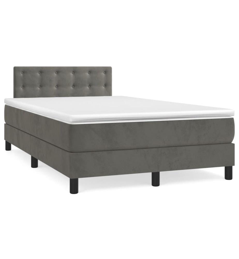 Boxspringbett mit Matratze Dunkelgrau 120x200 cm Samt