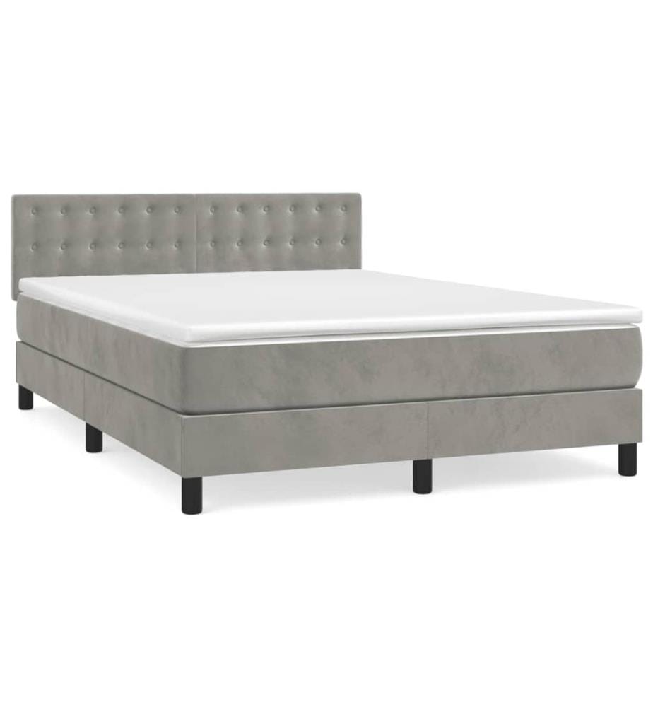 Boxspringbett mit Matratze Hellgrau 140x200 cm Samt