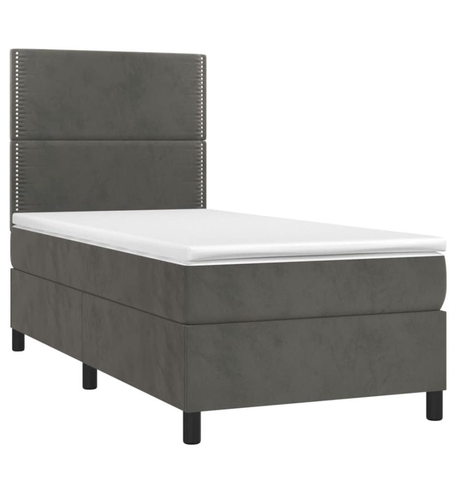 Boxspringbett mit Matratze Dunkelgrau 80x200 cm Samt