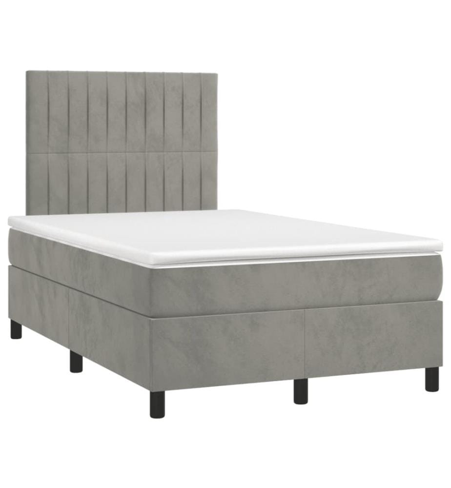 Boxspringbett mit Matratze Hellgrau 120x200 cm Samt