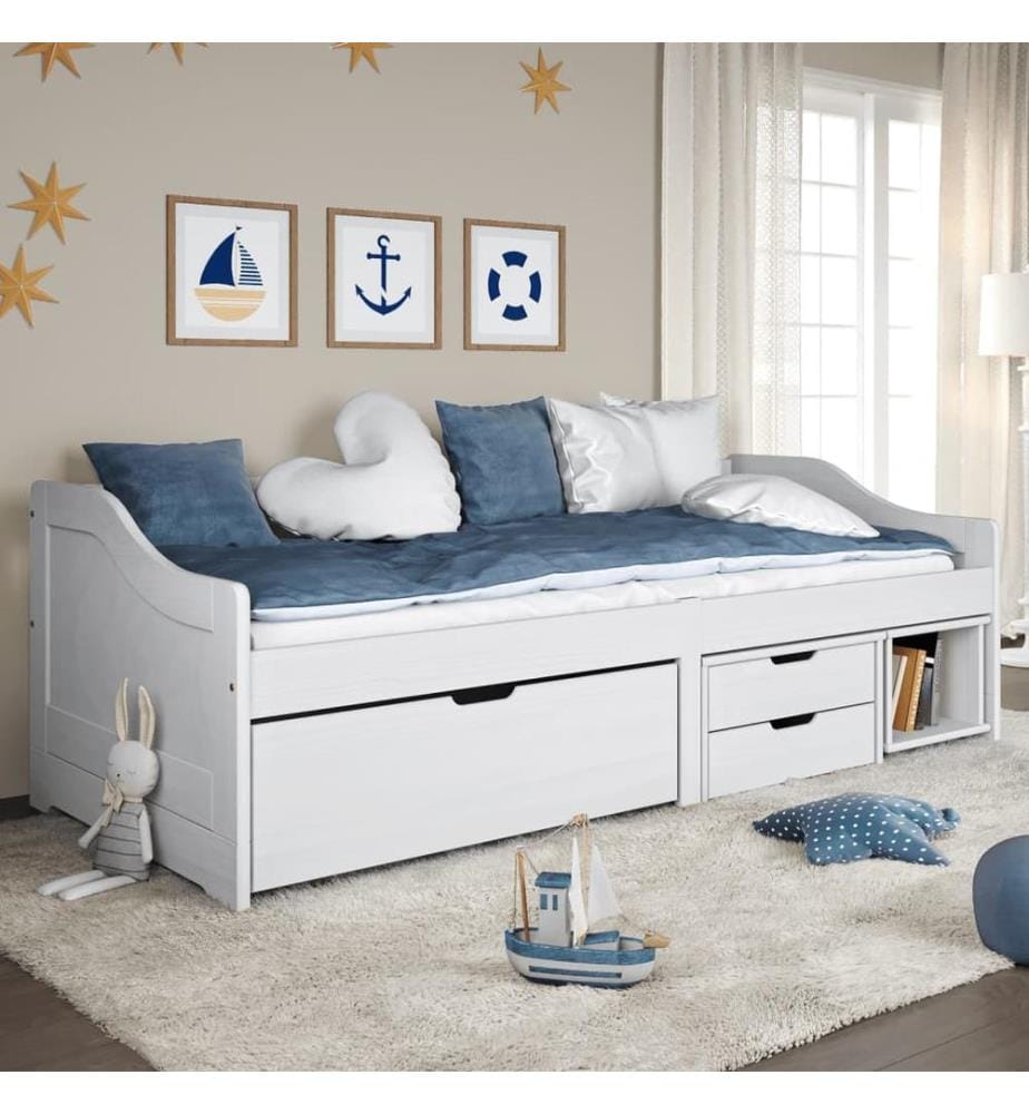 Lit de jour avec 3 tiroirs sans matelas IRUN blanc 90x200 cm