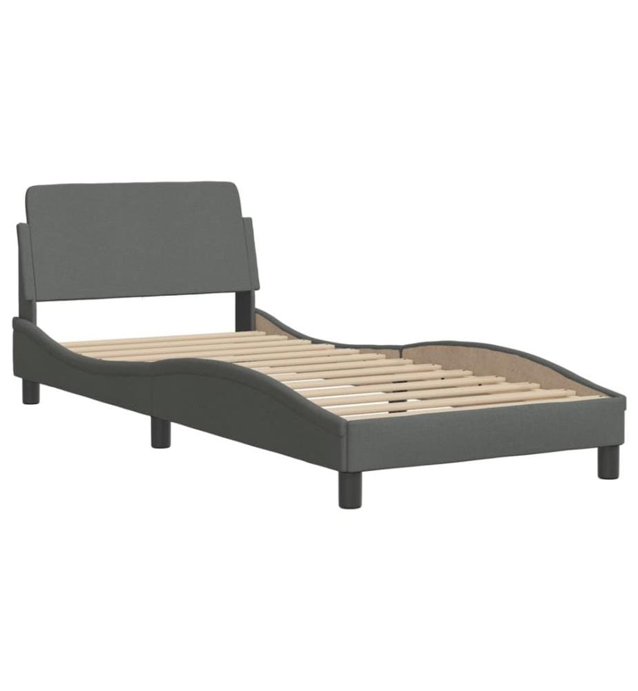 Bett mit Matratze "Dover" Dunkelgrau 90x200 cm Stoff
