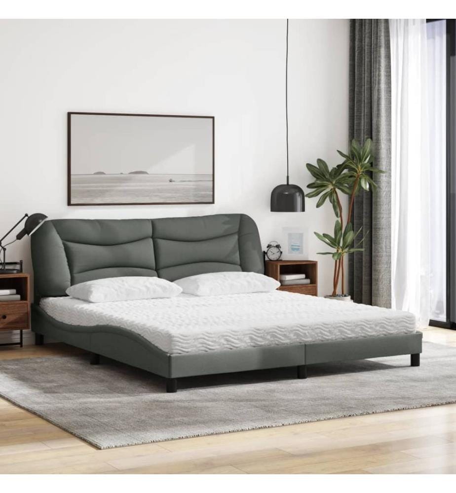 Bett mit Matratze "Hvar" Dunkelgrau 180x200 cm Stoff