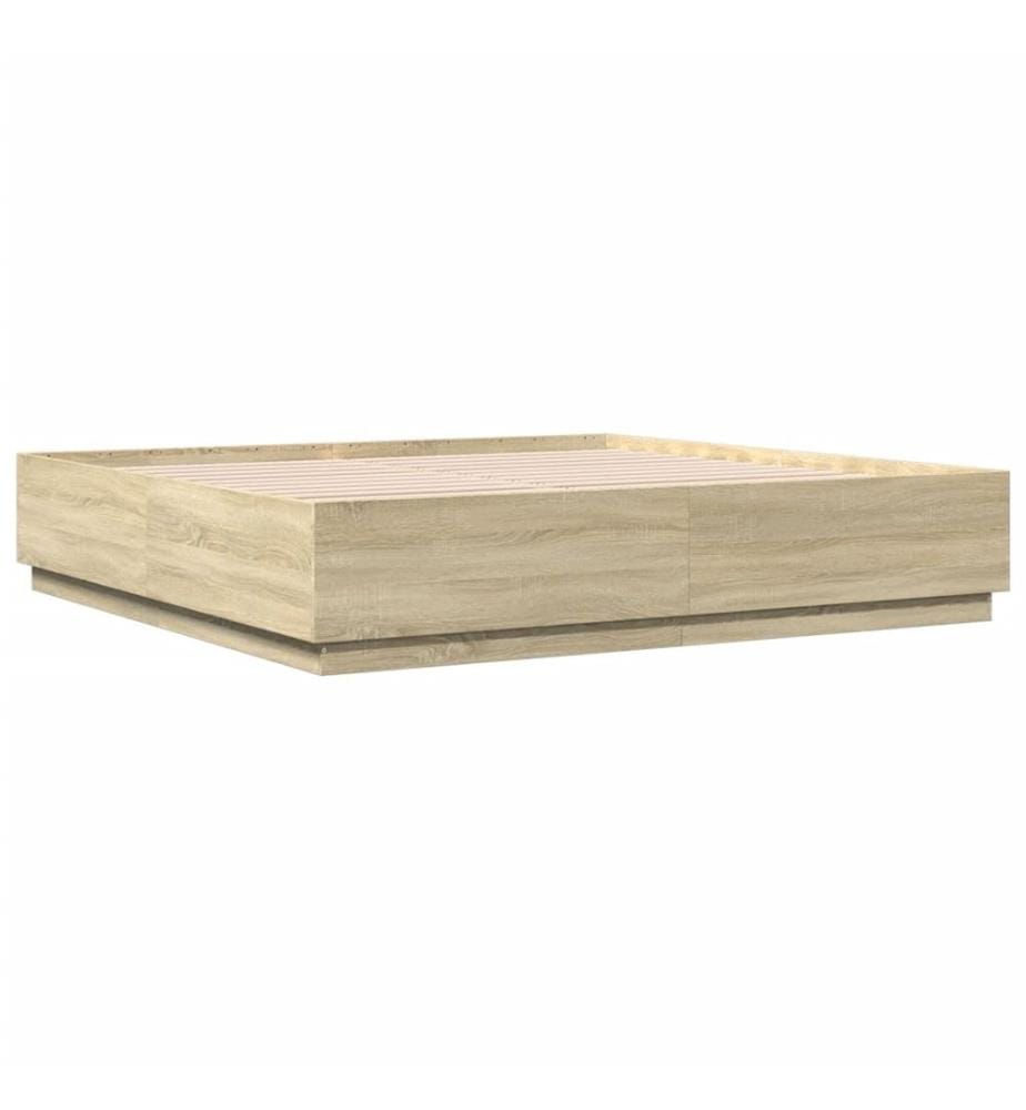 Cadre de lit avec LED sans matelas chêne sonoma 200x200 cm
