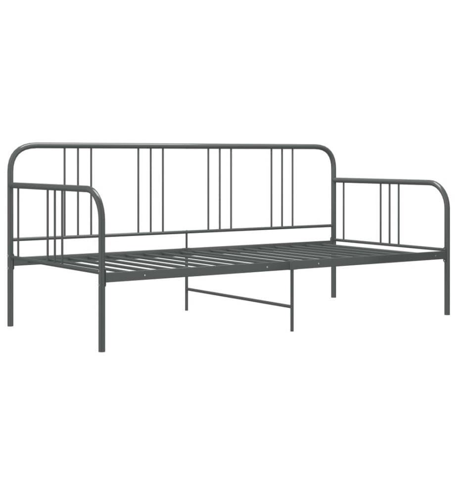 Schlafsofa Bettgestell Grau Metall 90x200 cm
