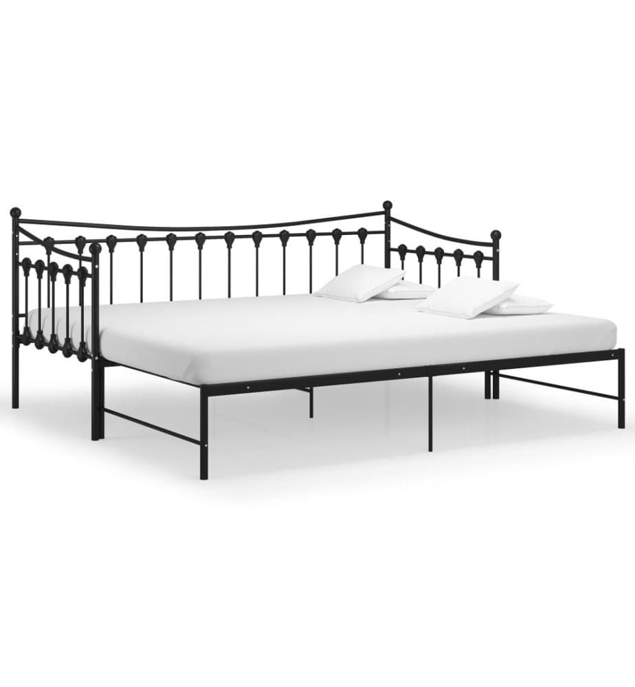 Ausziehsofa Bettgestell Schwarz Metall 90x200 cm
