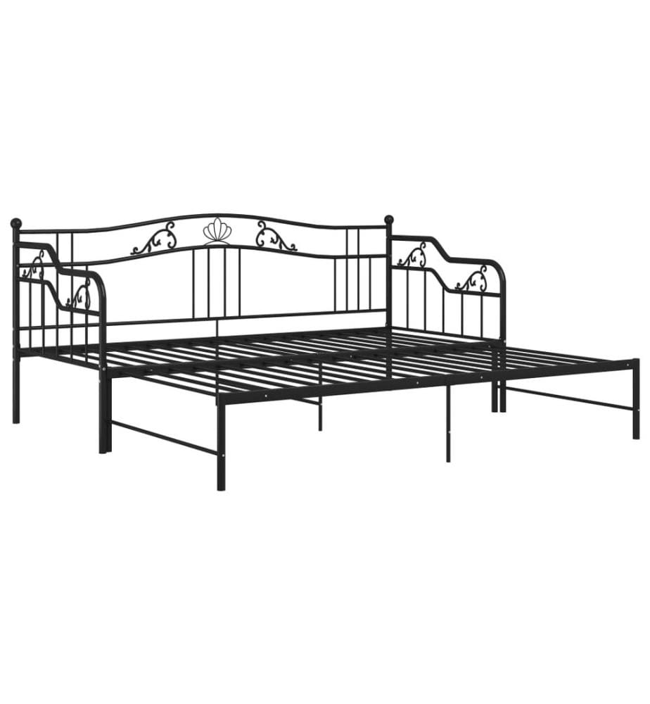 Ausziehsofa Bettgestell Schwarz Metall 90x200 cm