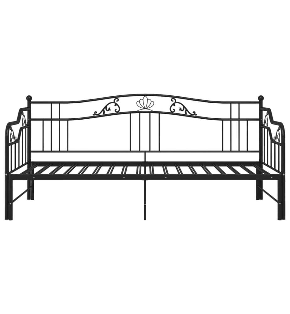 Ausziehsofa Bettgestell Schwarz Metall 90x200 cm