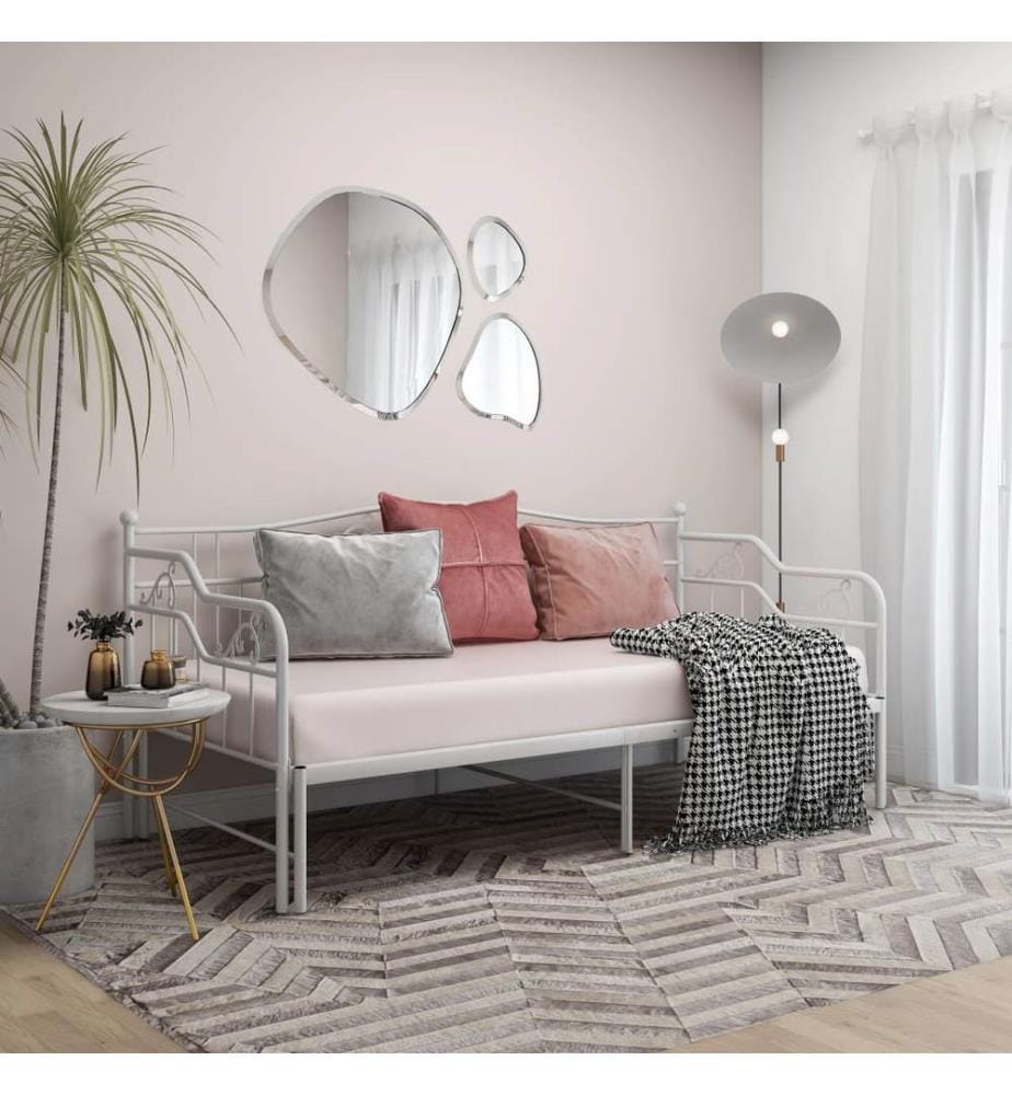 Cadre de canapé-lit extensible sans matelas blanc 90x200 cm