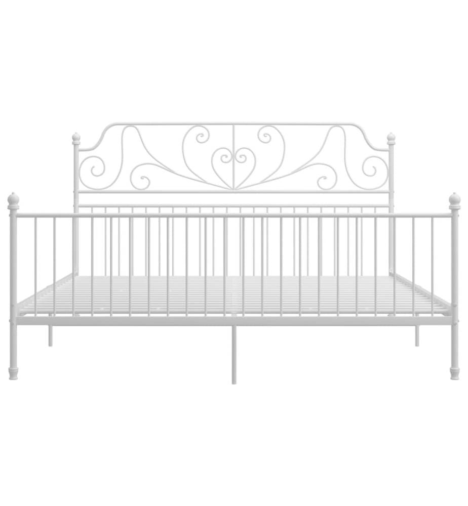 Cadre de lit sans matelas blanc métal 180x200 cm