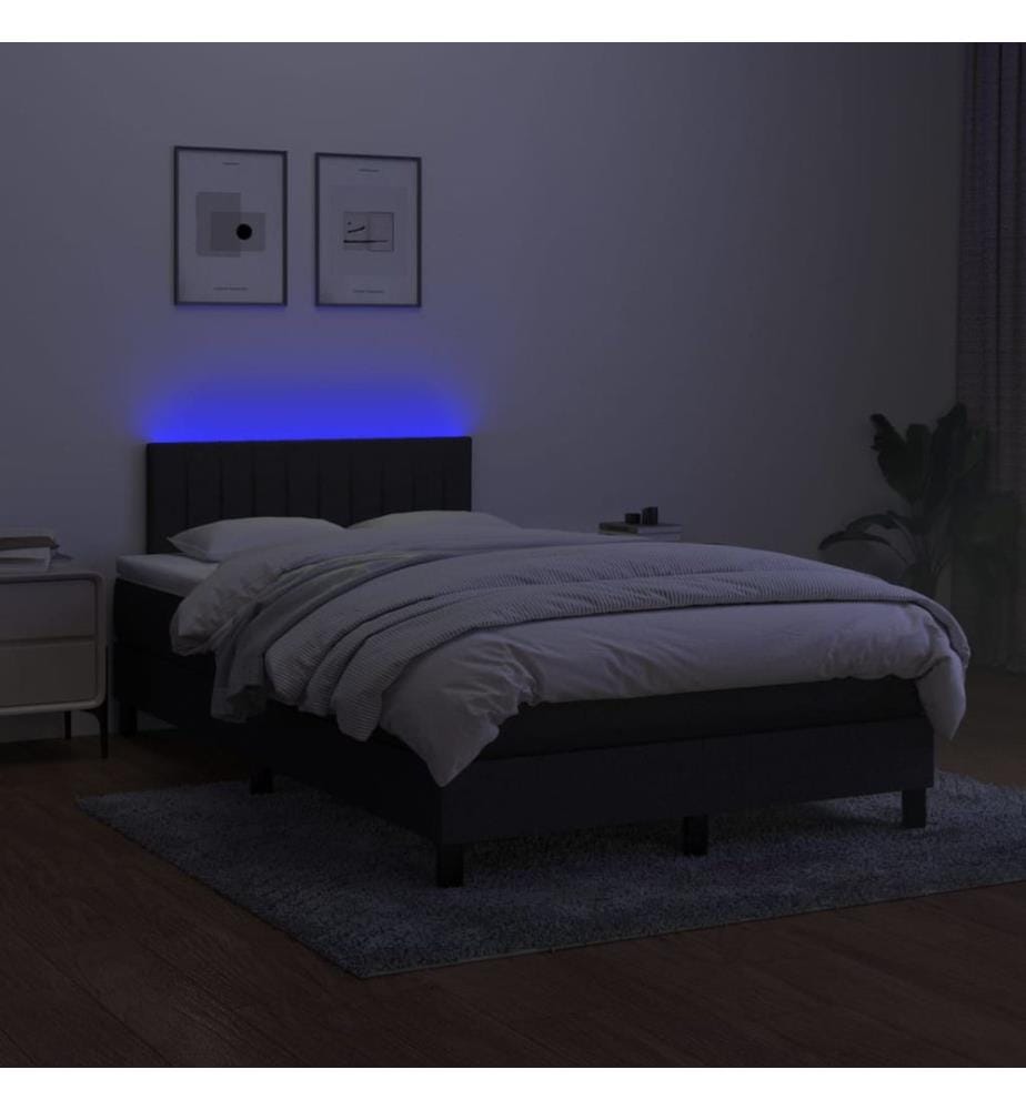 Boxspringbett mit Matratze & LED Schwarz 120x190 cm Stoff