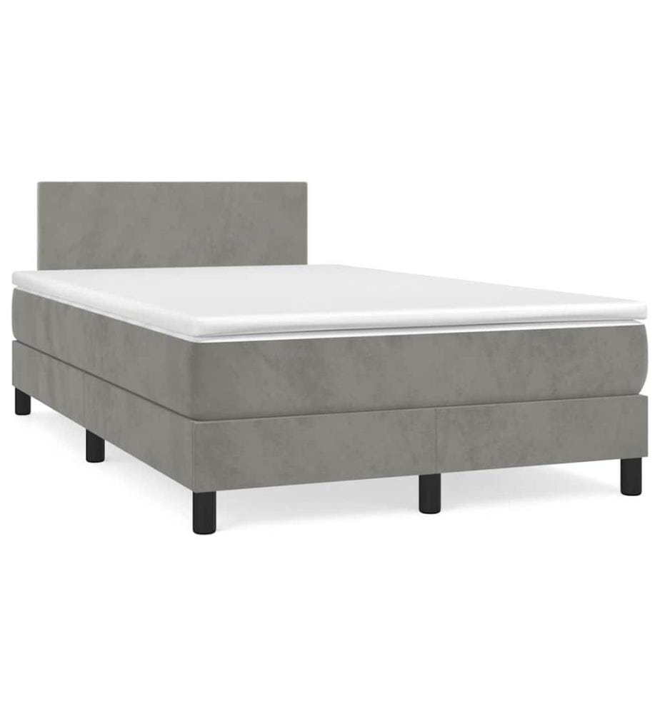 Sommier à lattes de lit avec matelas LED gris clair 120x190 cm