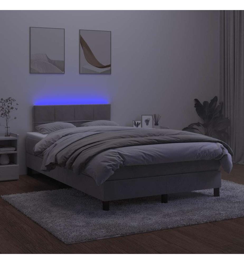 Sommier à lattes de lit avec matelas LED gris clair 120x190 cm