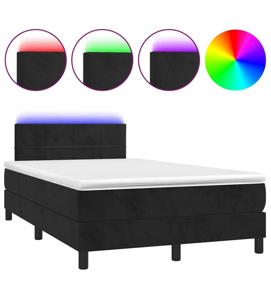 Boxspringbett mit Matratze & LED Schwarz 120x190 cm Samt