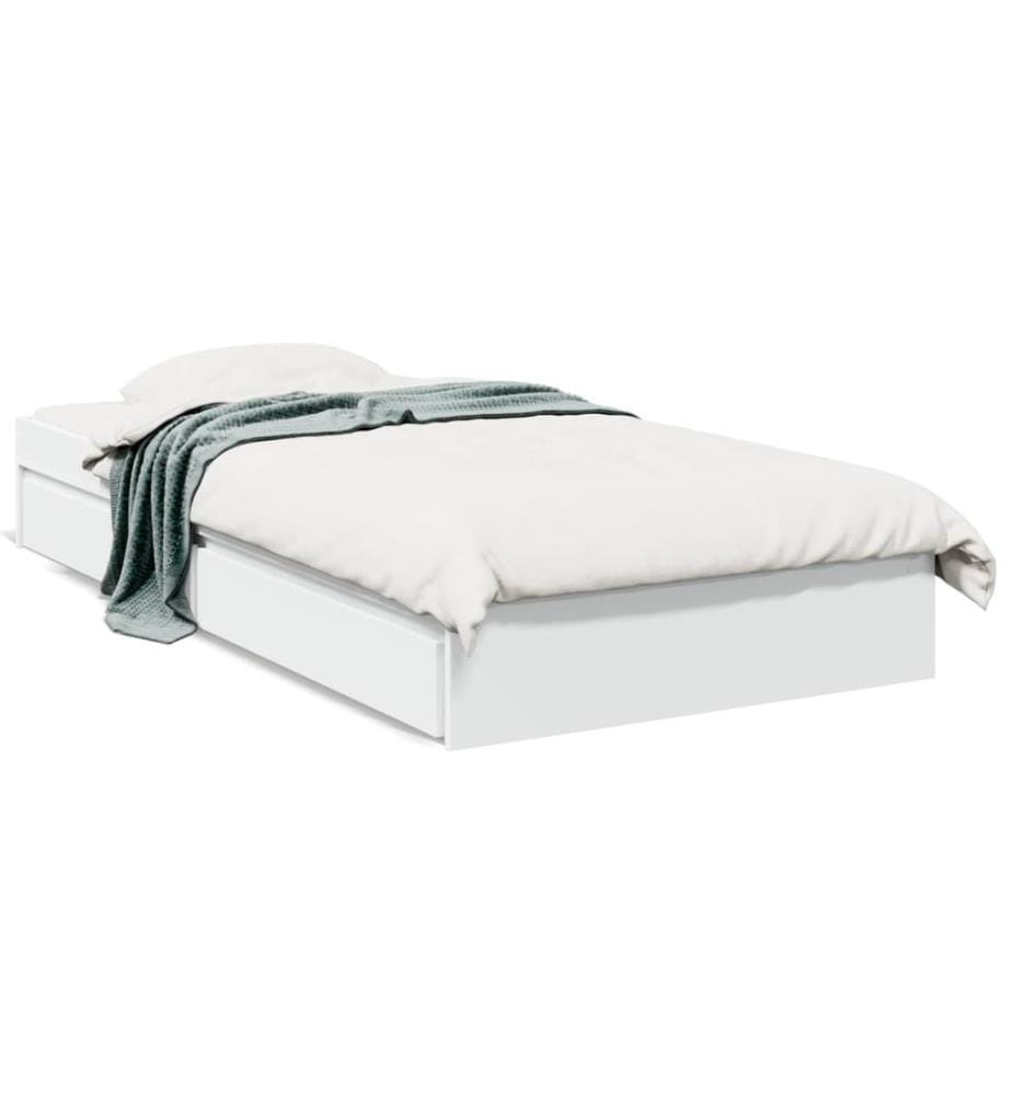 Bettgestell mit Schubladen Weiss 90x200 cm Holzwerkstoff