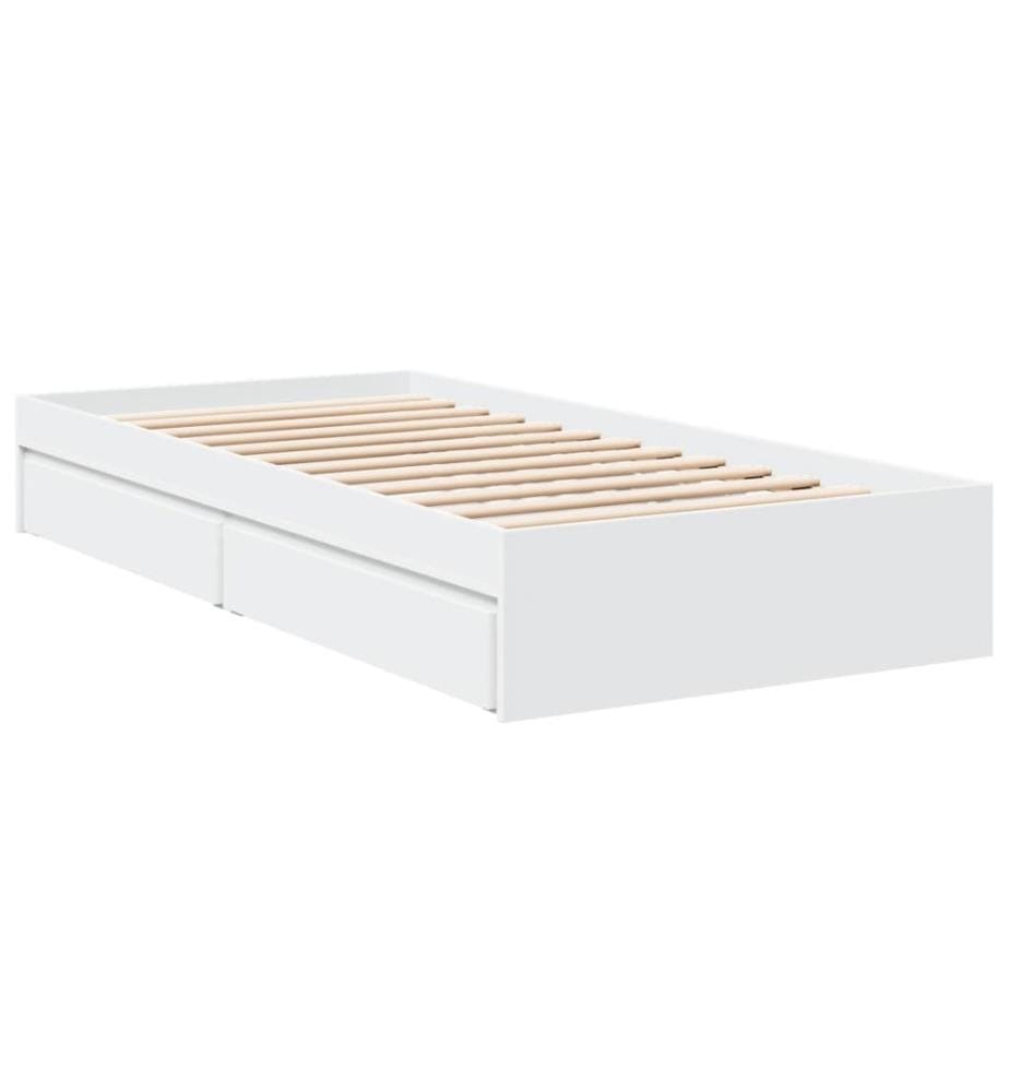 Bettgestell mit Schubladen Weiss 90x200 cm Holzwerkstoff