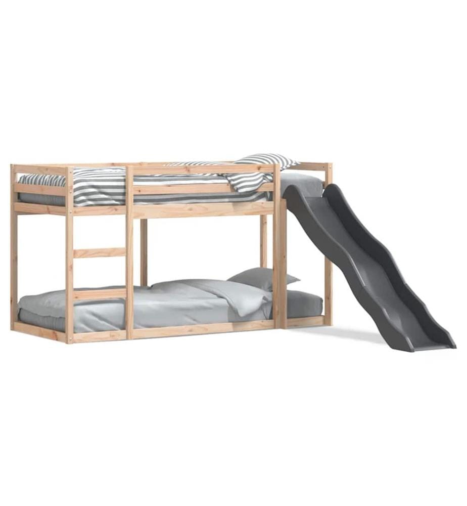 Lit superposé avec toboggan et échelle sans matelas 90x190 cm