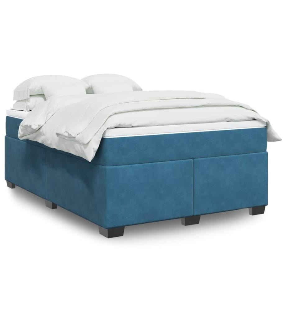 Boxspringbett mit Matratze Dunkelblau 140x190 cm Samt