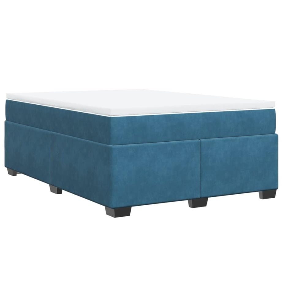 Boxspringbett mit Matratze Dunkelblau 140x190 cm Samt