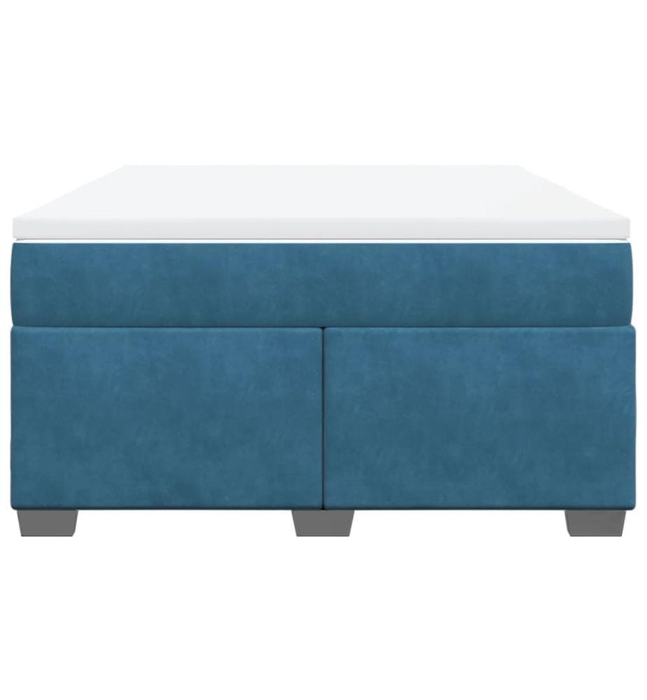 Boxspringbett mit Matratze Dunkelblau 140x190 cm Samt