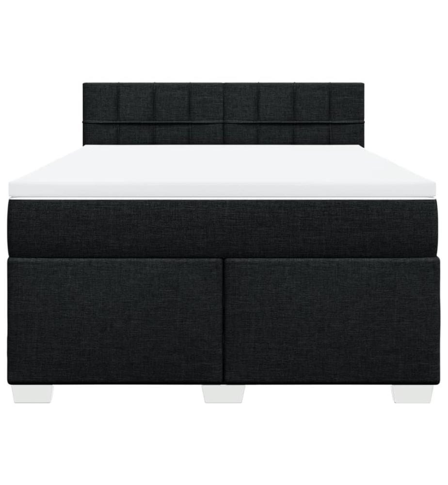 Sommier à lattes de lit avec matelas Noir 140x190 cm Tissu