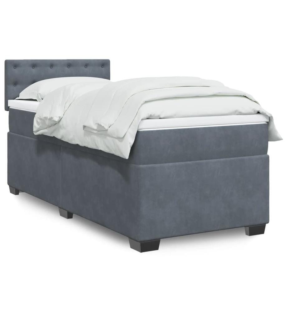 Boxspringbett mit Matratze Dunkelgrau 90x200 cm Samt