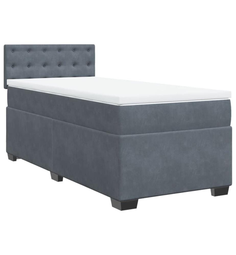 Boxspringbett mit Matratze Dunkelgrau 90x200 cm Samt