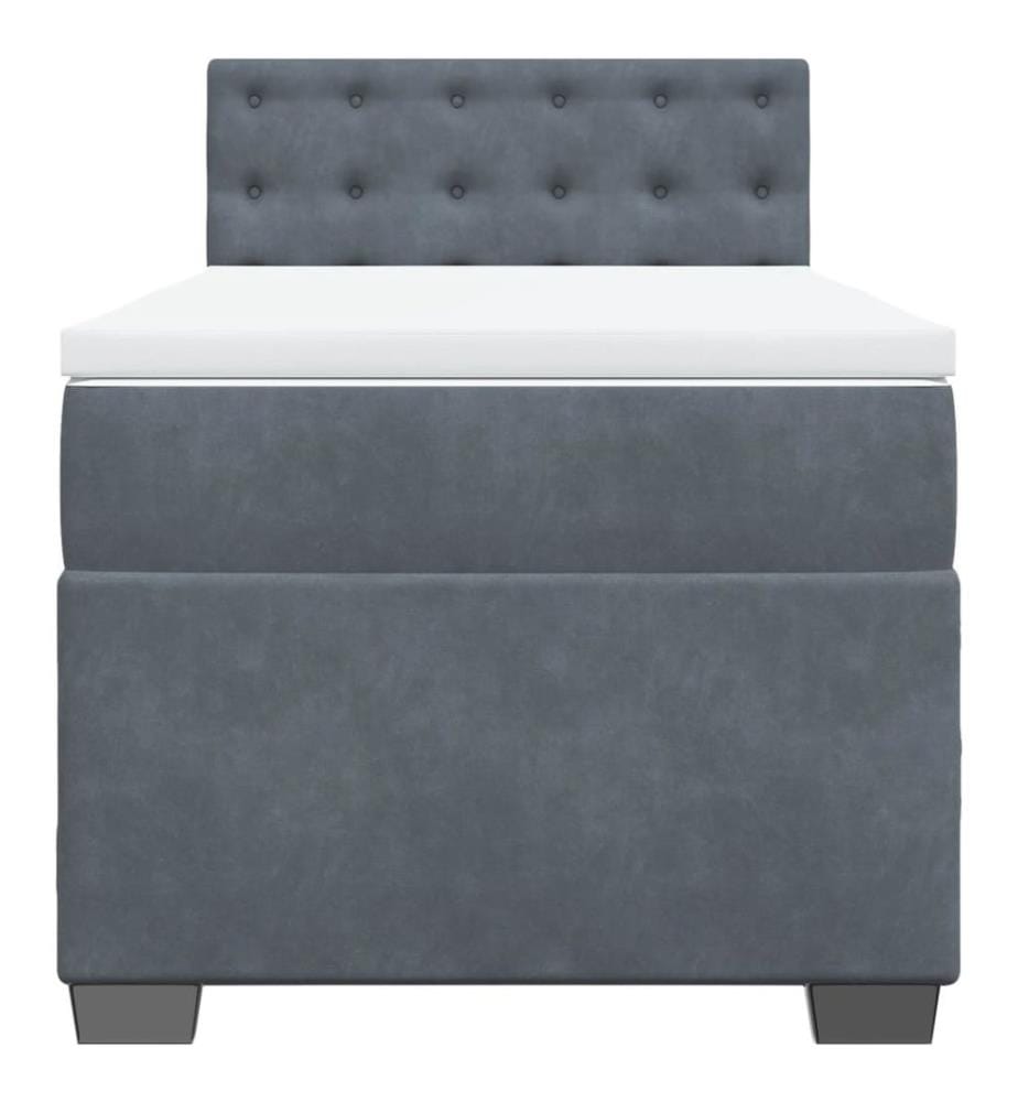 Boxspringbett mit Matratze Dunkelgrau 90x200 cm Samt