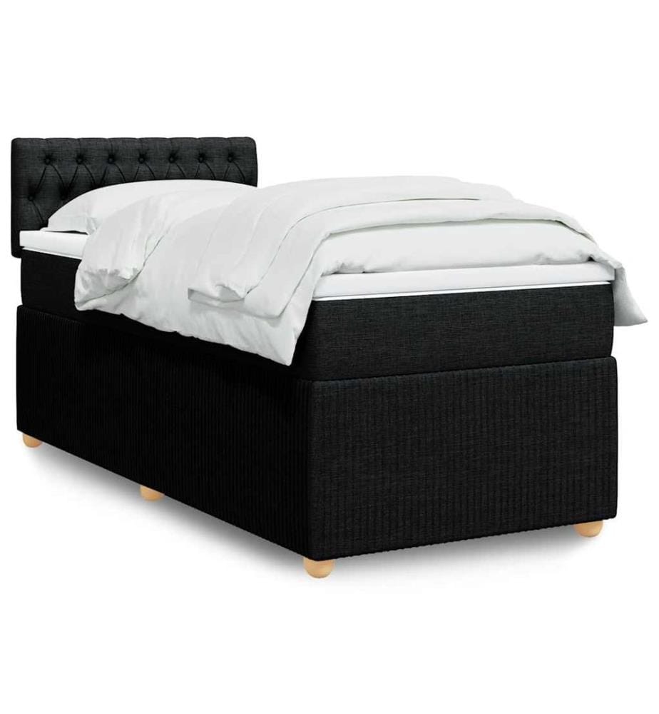 Boxspringbett mit Matratze Schwarz 80x200 cm Stoff