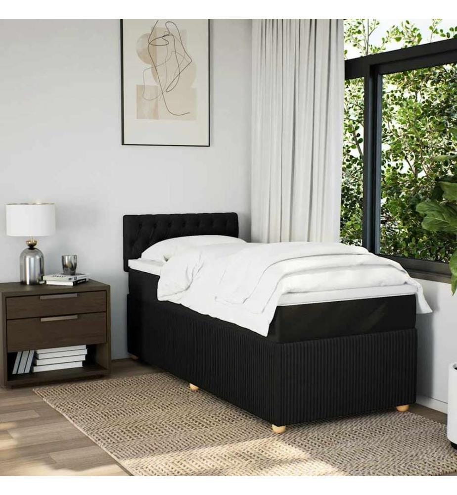 Boxspringbett mit Matratze Schwarz 80x200 cm Stoff