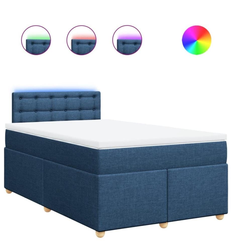 Boxspringbett mit Matratze Blau 120x200 cm Stoff