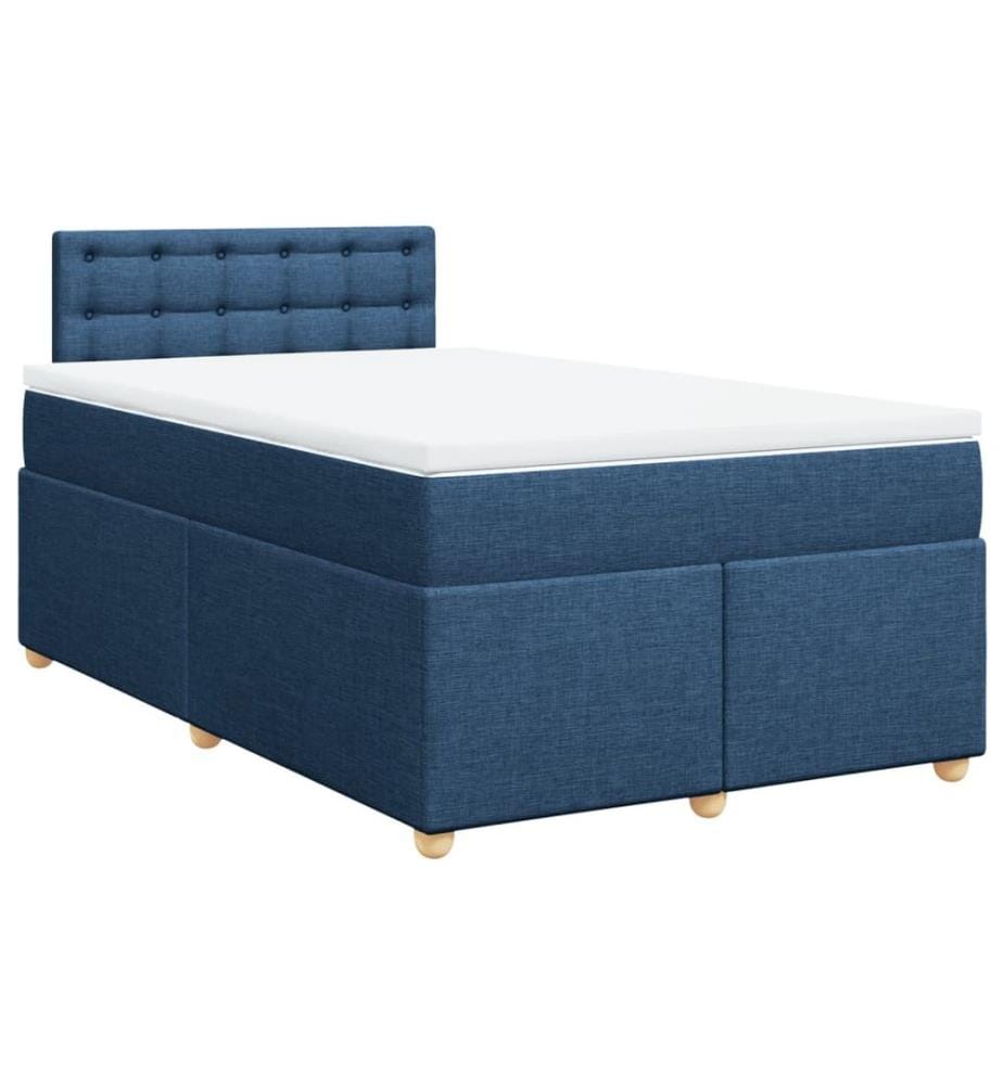 Boxspringbett mit Matratze Blau 120x200 cm Stoff