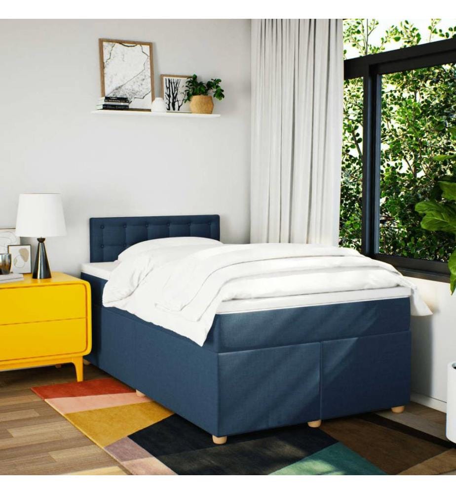 Boxspringbett mit Matratze Blau 120x200 cm Stoff
