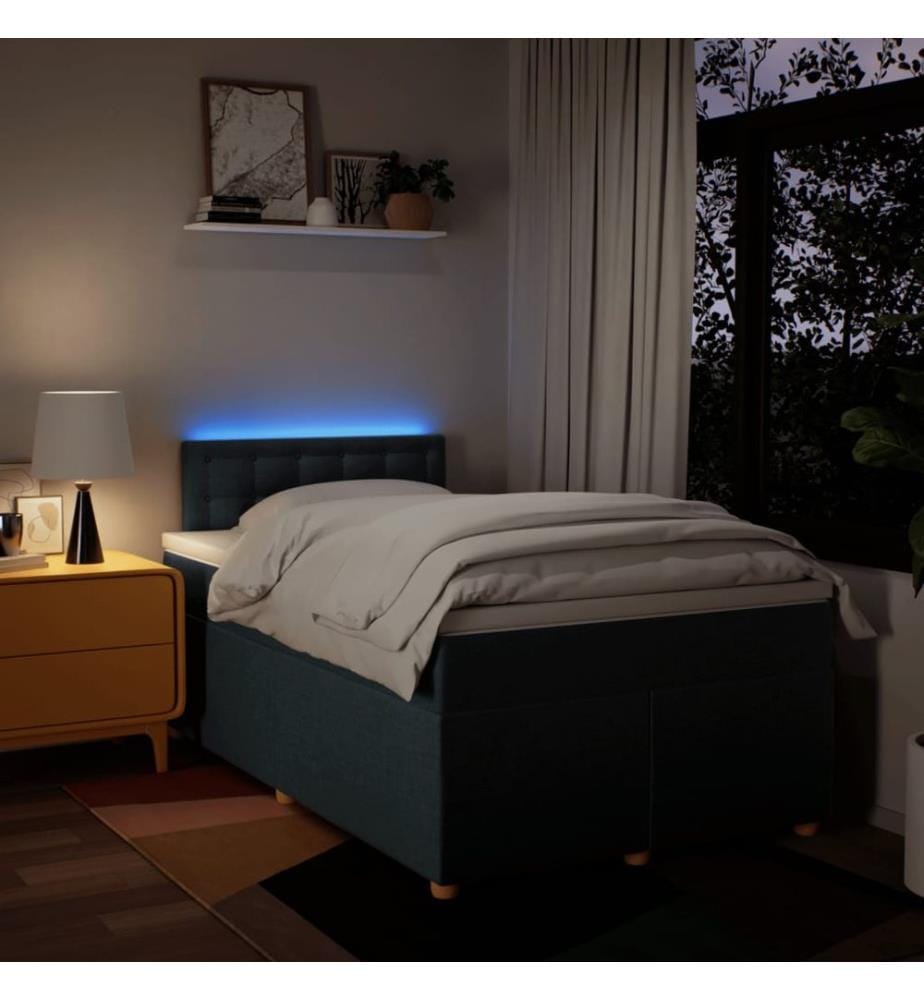 Boxspringbett mit Matratze Blau 120x200 cm Stoff