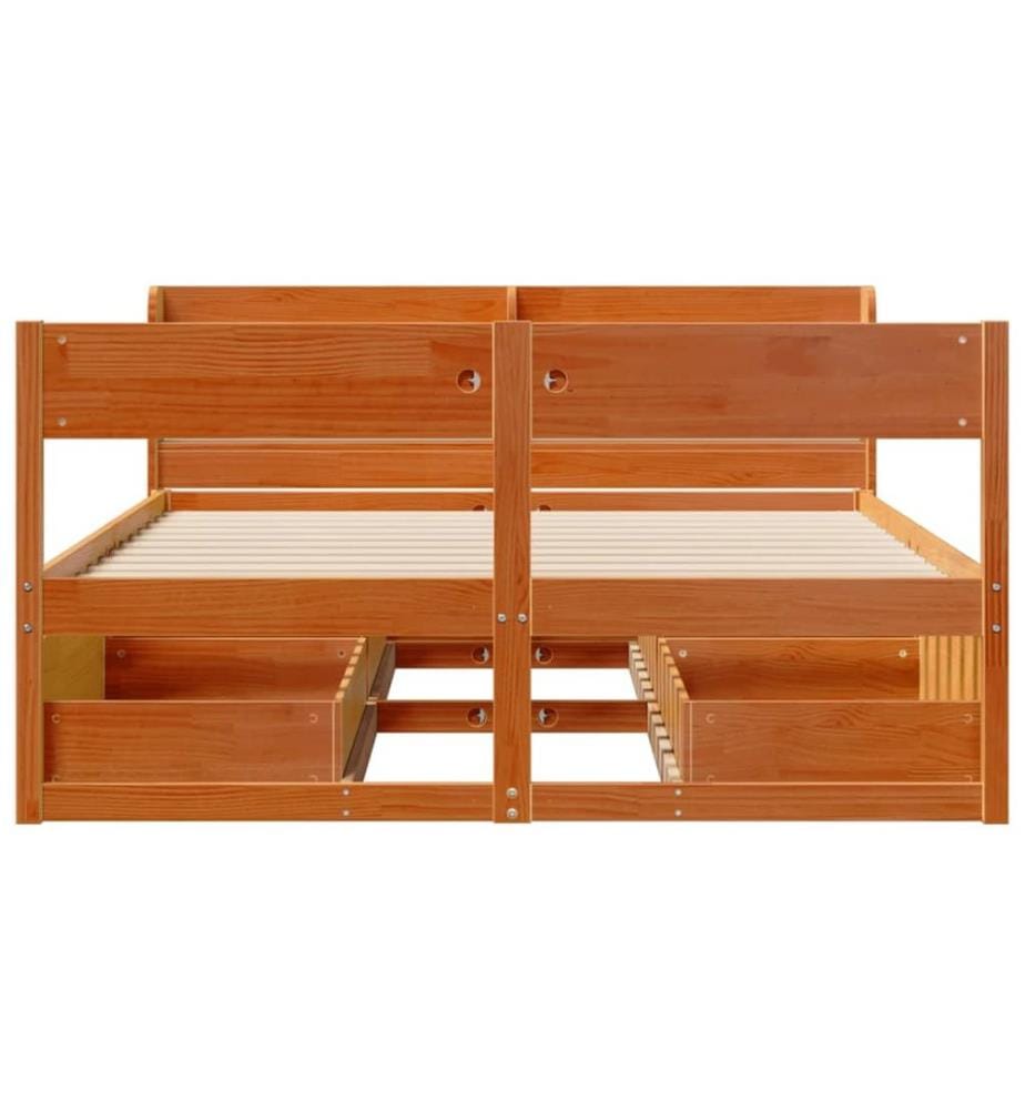 Cadre de lit sans matelas cire marron 120x200cm bois pin massif