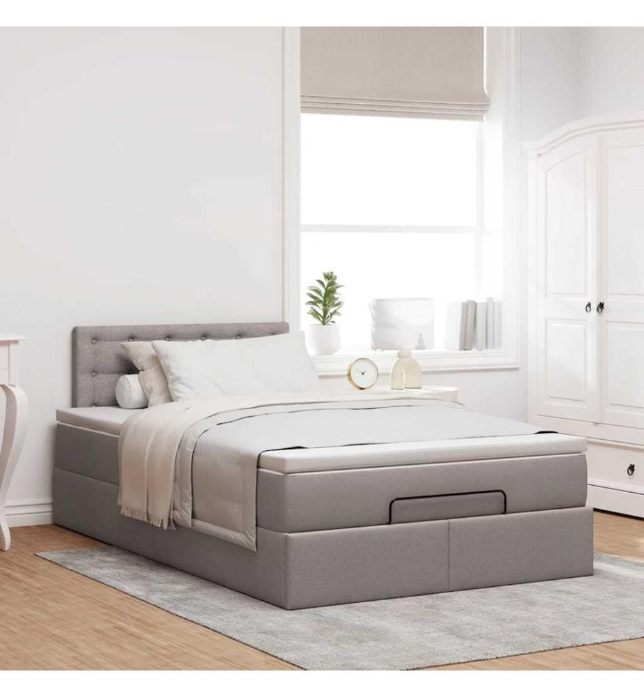 Ottoman-Bett mit Matratze Taupe 120x200 cm Stoff