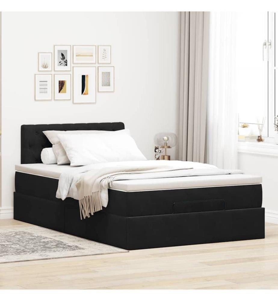 Ottoman-Bett mit Matratze Schwarz 120x190 cm Samt