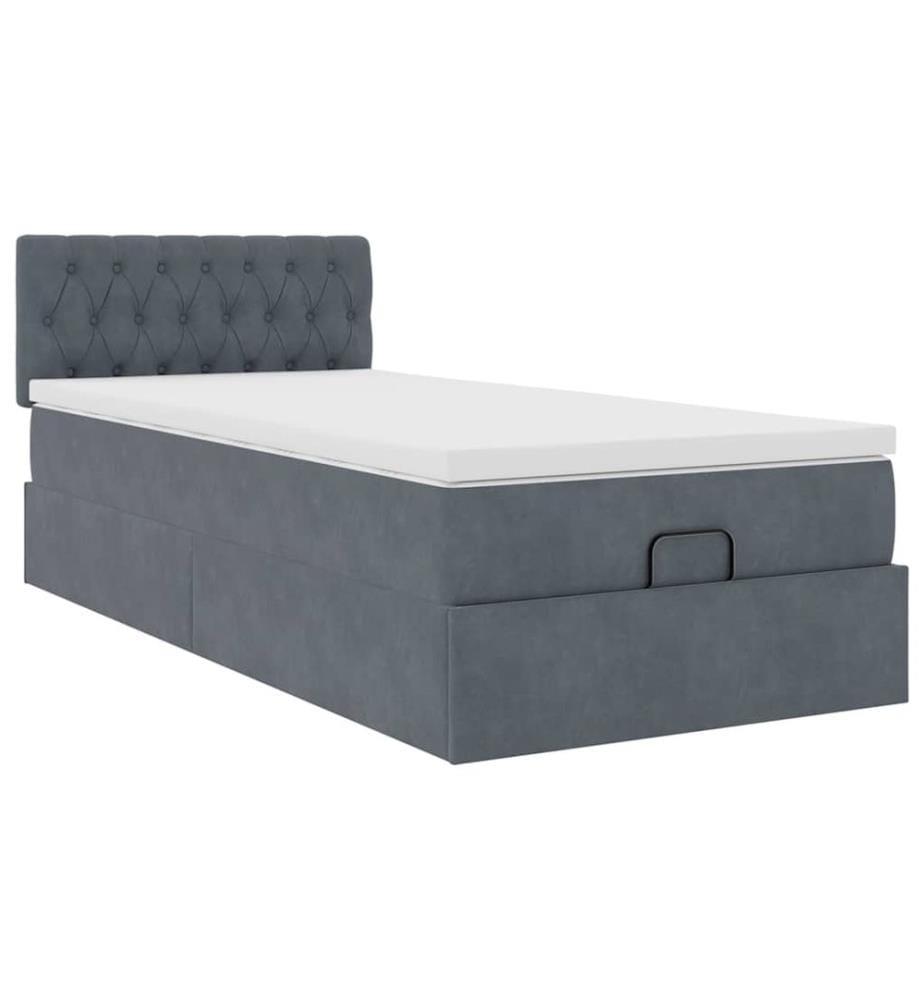 Ottoman-Bett mit Matratze & LEDs Dunkelgrau 80x200 cm Samt