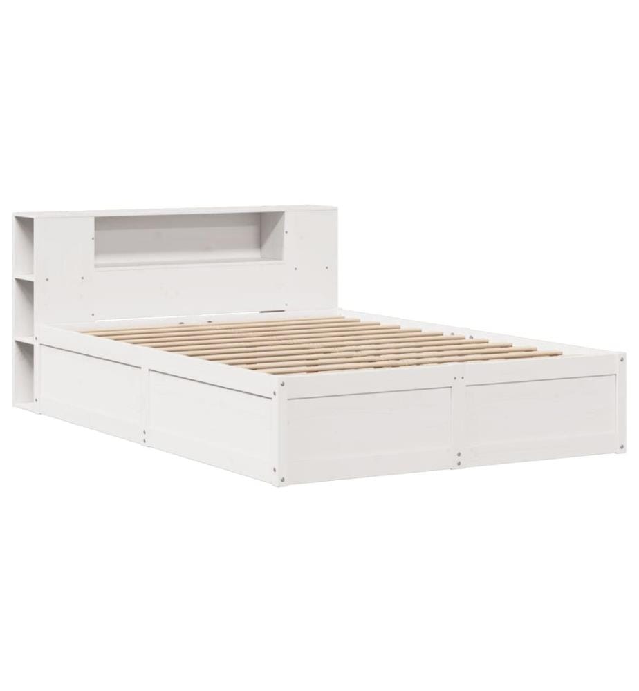 Cadre de lit sans matelas blanc 140x190 cm bois de pin massif